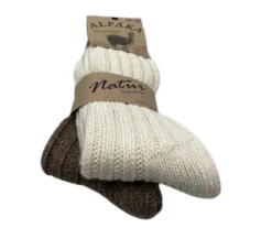 Alpaka villasukat - 2-pack Luonnonvalkoinen+Ruskea