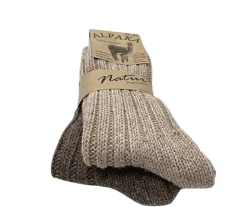 Alpaka villasukat 2-paria Beige+Ruskea