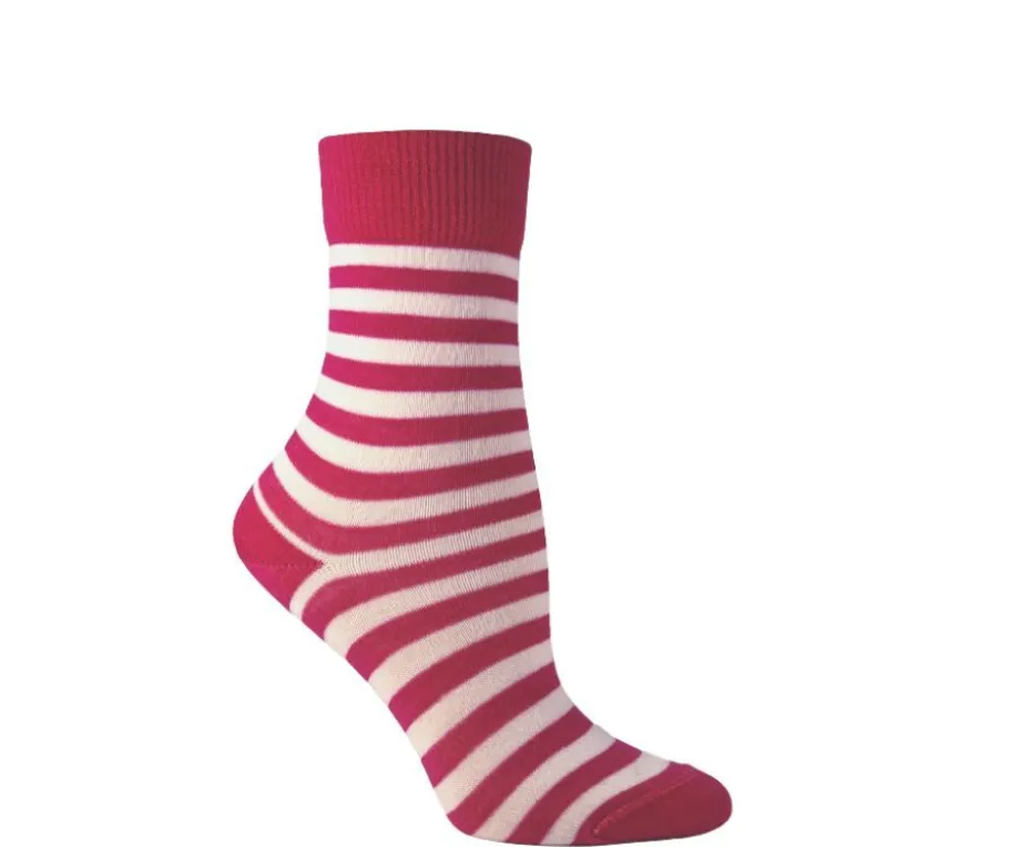 GreenGo lasten merinovillasukat - Pinkki raita