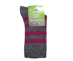 GreenGo merinovillasukat - Pinkki/Harmaa raita