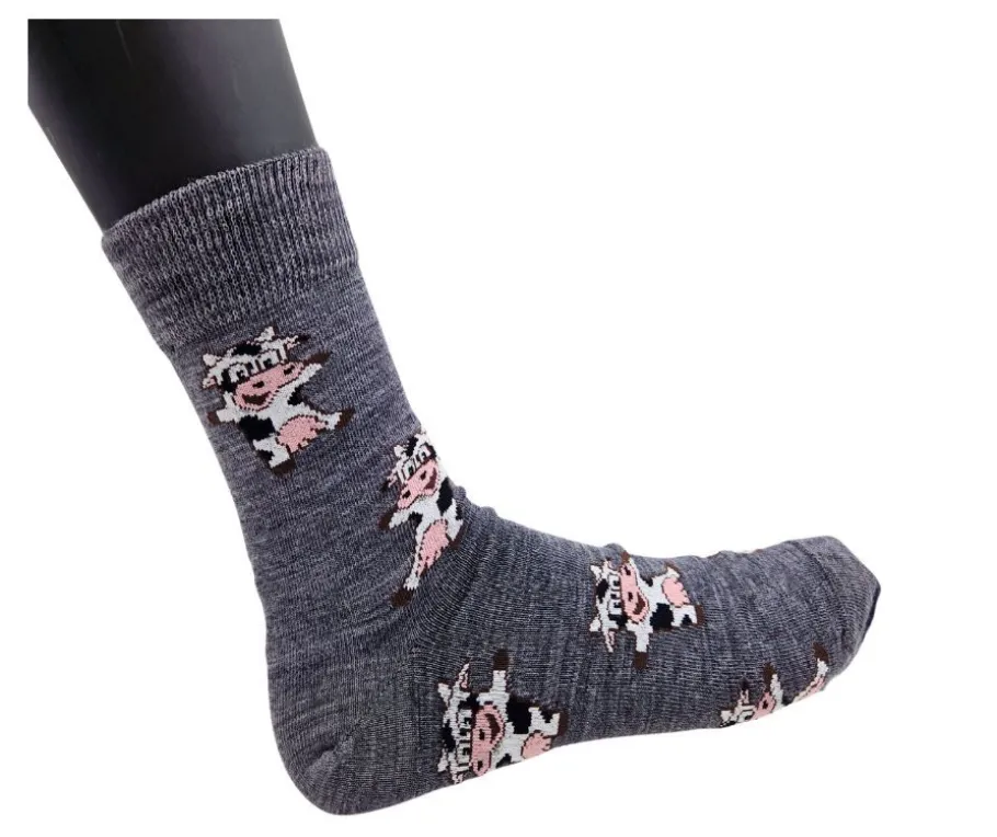 GreenGo merinovillasukat - Harmaa Lehmä 1014V-LEHMÄ