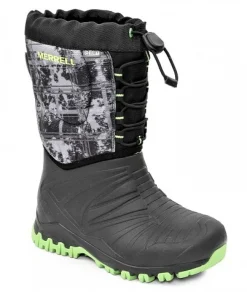 Merrell lasten talvisaappaat / Snow Quest Waterproof, Musta-Lime