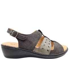 Mode Erika sandaalit - Musta/Hopea 264-809