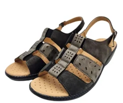 Mode Erika sandaalit - Musta/Hopea 264-809