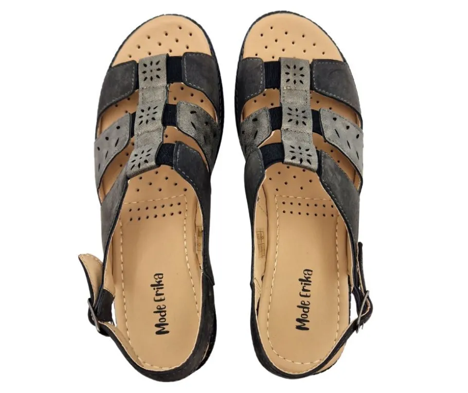 Mode Erika sandaalit - Musta/Hopea 264-809