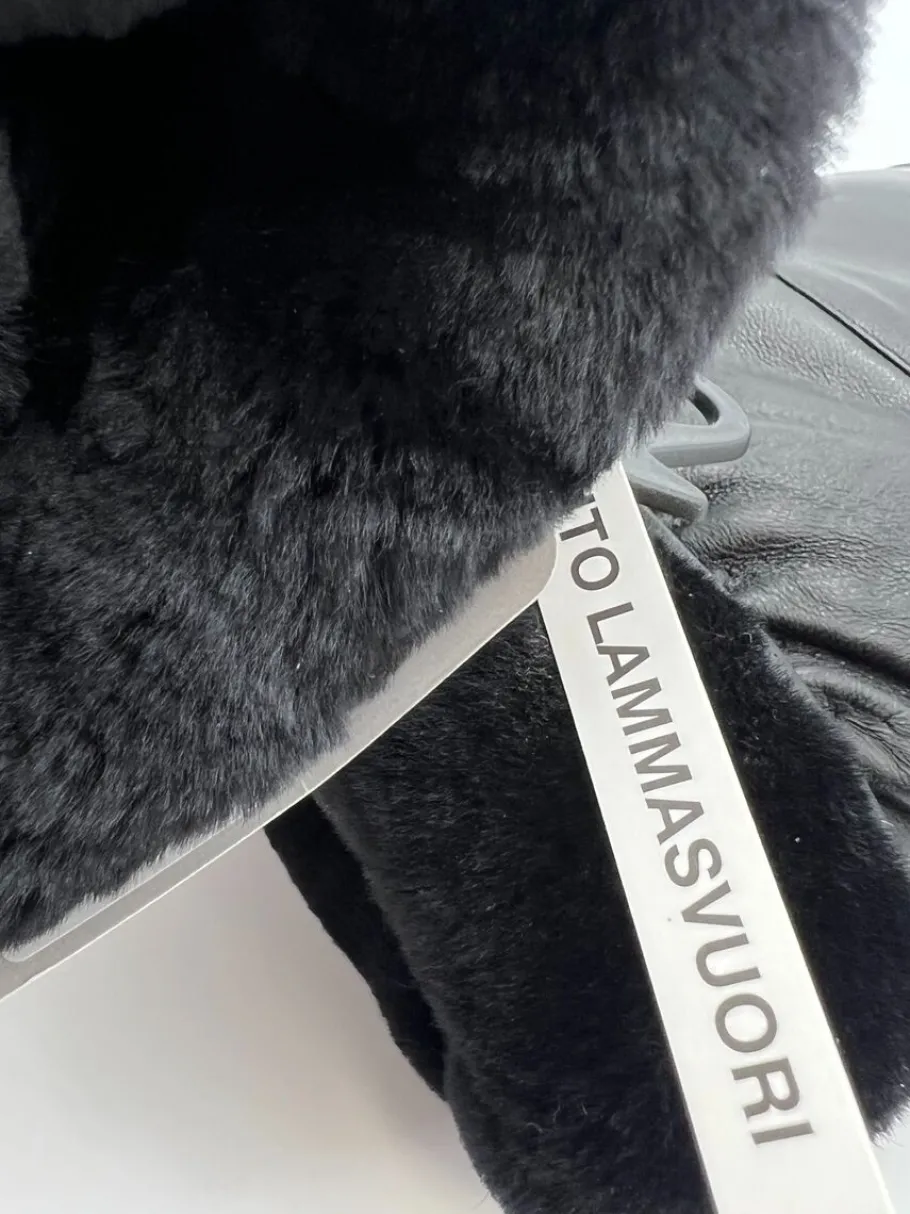 Mutka naisten ja nuorten palanahkarukkaset - Aitoturkisvuori Musta 2635MS