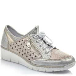 Rieker kävelykengät / Kiilapohja, Metallinhohtoinen