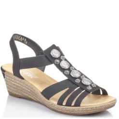 Rieker sandaalit / Kiilapohja, Musta