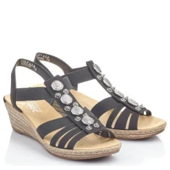 Rieker sandaalit / Kiilapohja, Musta