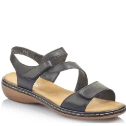 Rieker sandaalit / Tarrakiinnitys, Musta nahka