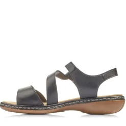 Rieker sandaalit / Tarrakiinnitys, Musta nahka