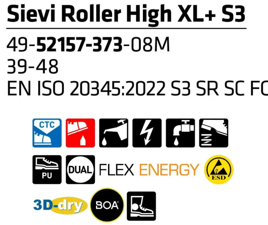 Sievi turvakengät - Roller High XL+ S3