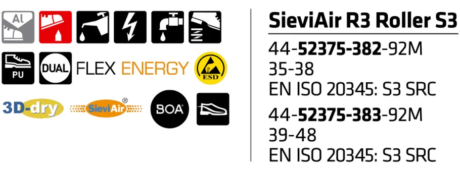 Sievi turvakengät - SieviAir R3 Roller S3